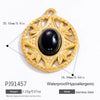 Jewelry Accessories Stainless Steel Natural Obsidian Pendant Necklace Bracelet French Retro Style With Totem Pattern Electroplating