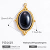 Jewelry Accessories Stainless Steel Natural Obsidian Pendant Necklace Bracelet French Retro Style With Totem Pattern Electroplating