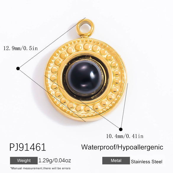 Jewelry Accessories Stainless Steel Natural Obsidian Pendant Necklace Bracelet French Retro Style With Totem Pattern Electroplating