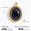 Jewelry Accessories Stainless Steel Natural Obsidian Pendant Necklace Bracelet French Retro Style With Totem Pattern Electroplating