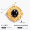 Jewelry Accessories Stainless Steel Natural Obsidian Pendant Necklace Bracelet French Retro Style With Totem Pattern Electroplating
