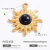 Jewelry Accessories Stainless Steel Natural Obsidian Pendant Necklace Bracelet French Retro Style With Totem Pattern Electroplating