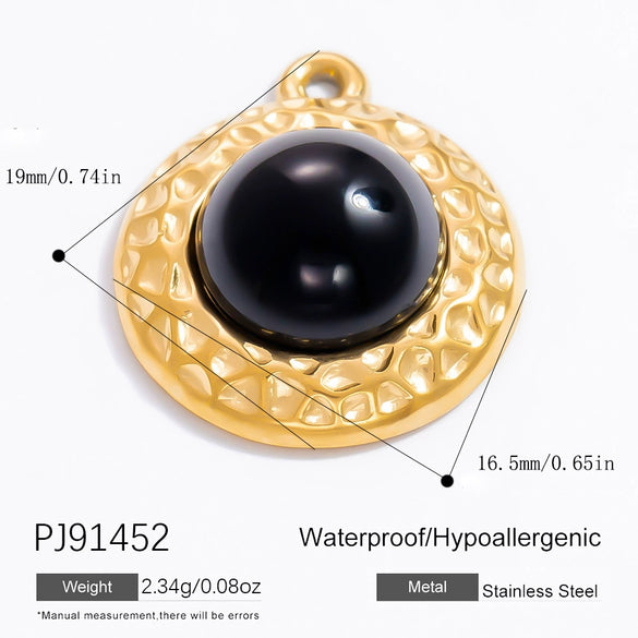 Jewelry Accessories Stainless Steel Natural Obsidian Pendant Necklace Bracelet French Retro Style With Totem Pattern Electroplating