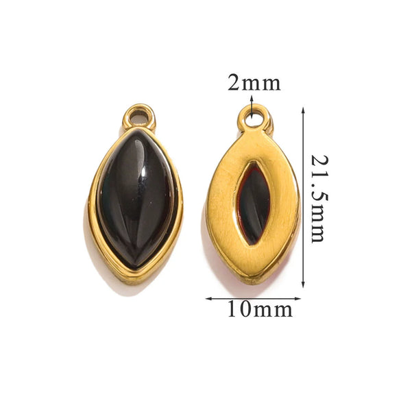 Jewelry Accessories Stainless Steel Natural Stone Oval Horse Eye Pendant Electroplated 18K Gold