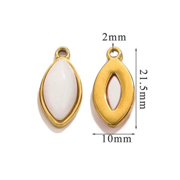 Jewelry Accessories Stainless Steel Natural Stone Oval Horse Eye Pendant Electroplated 18K Gold