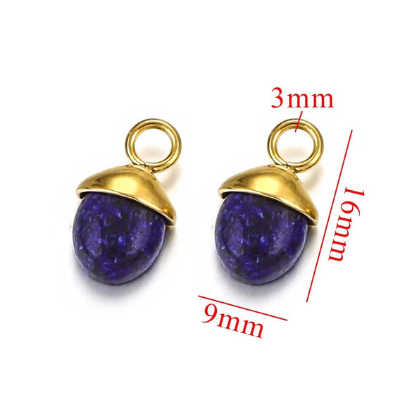 Jewelry Accessories Stainless Steel Natural Stone Pine Cone Shaped Pendant With 18K Gold Plating Electroplating