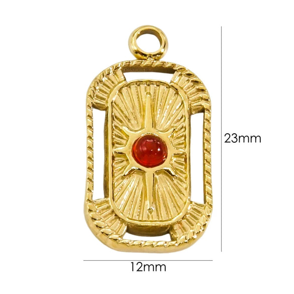 Jewelry Accessories Stainless Steel Natural Stone Rectangle Pendant Furnace Vacuum Electroplating Color Preservation