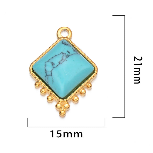 Jewelry Accessories Stainless Steel Natural Stone Square French Retro Style Electroplated