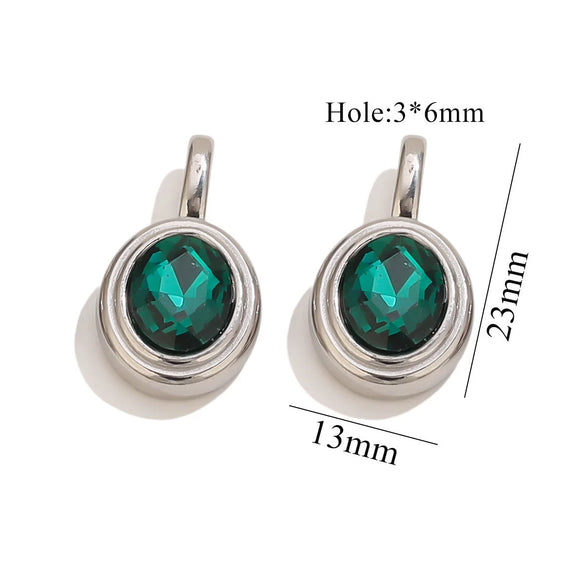 Jewelry Accessories Stainless Steel Oval Rhinestone Bead Pendant 18K Gold Electroplated