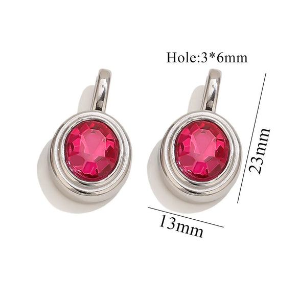 Jewelry Accessories Stainless Steel Oval Rhinestone Bead Pendant 18K Gold Electroplated
