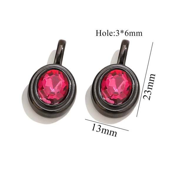 Jewelry Accessories Stainless Steel Oval Rhinestone Bead Pendant 18K Gold Electroplated