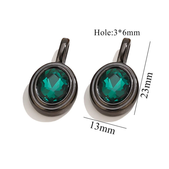 Jewelry Accessories Stainless Steel Oval Rhinestone Bead Pendant 18K Gold Electroplated