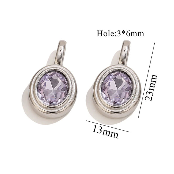 Jewelry Accessories Stainless Steel Oval Rhinestone Bead Pendant 18K Gold Electroplated