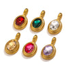 Jewelry Accessories Stainless Steel Oval Rhinestone Bead Pendant 18K Gold Electroplated