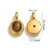 Jewelry Accessories Stainless Steel Oval Rhinestone Bead Pendant 18K Gold Electroplated