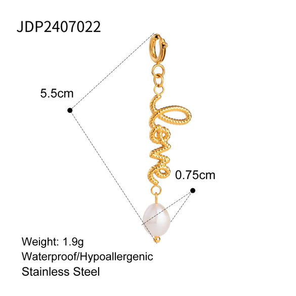 Jewelry Accessories Stainless Steel Pearl Letter Twist Love Pendant Electroplating Geometric Style