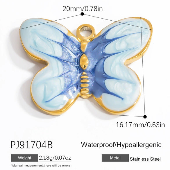 Jewelry Accessories Stainless Steel Pendant With Heart Butterfly Love Pattern And Dripping Oil Design