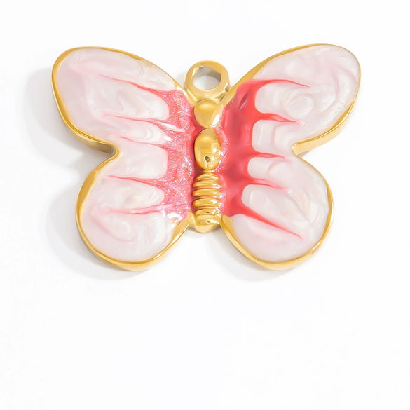 Jewelry Accessories Stainless Steel Pendant With Heart Butterfly Love Pattern And Dripping Oil Design