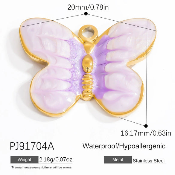 Jewelry Accessories Stainless Steel Pendant With Heart Butterfly Love Pattern And Dripping Oil Design