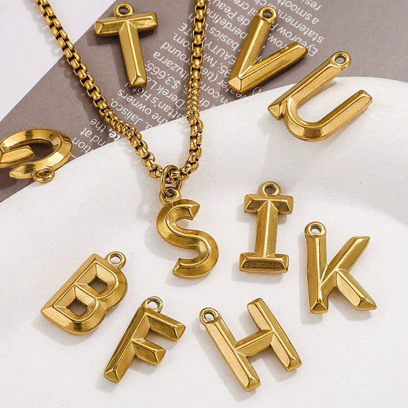 Jewelry Accessories Stainless Steel Pendant With 26 Letters Pattern And Electroplating Treatment