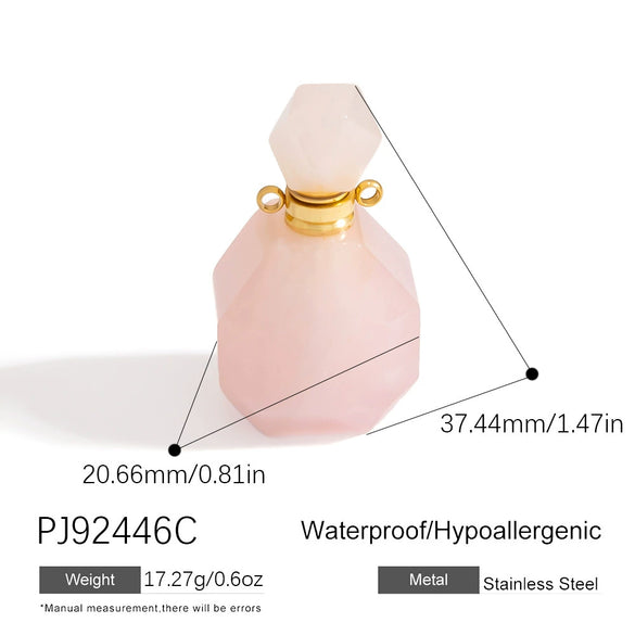Jewelry Accessories Stainless Steel Perfume Bottle Dropshaped Cat's Eye Stone Electroplated Pendant Necklace