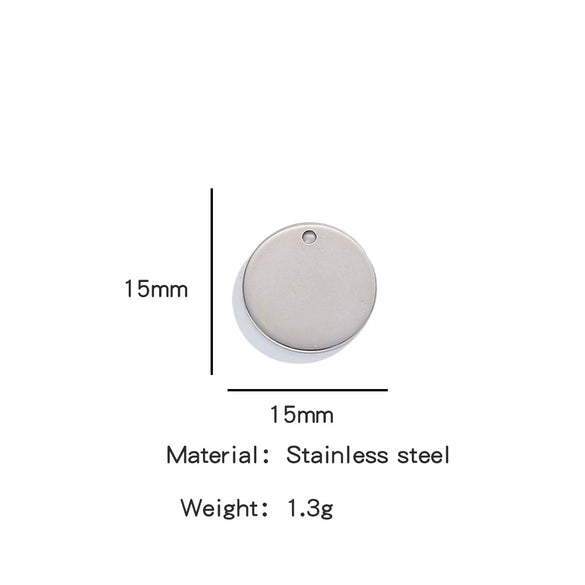 Jewelry Accessories Stainless Steel Real Gold Plated Geometric Round Disc Engraved Inner Hanging Tail Piece