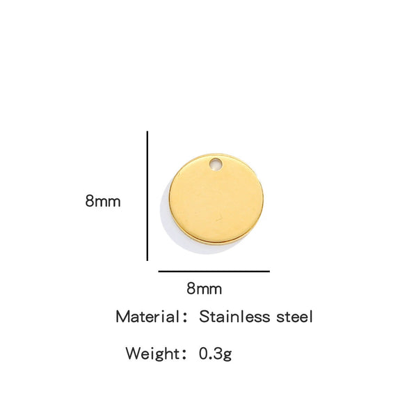 Jewelry Accessories Stainless Steel Real Gold Plated Geometric Round Disc Engraved Inner Hanging Tail Piece
