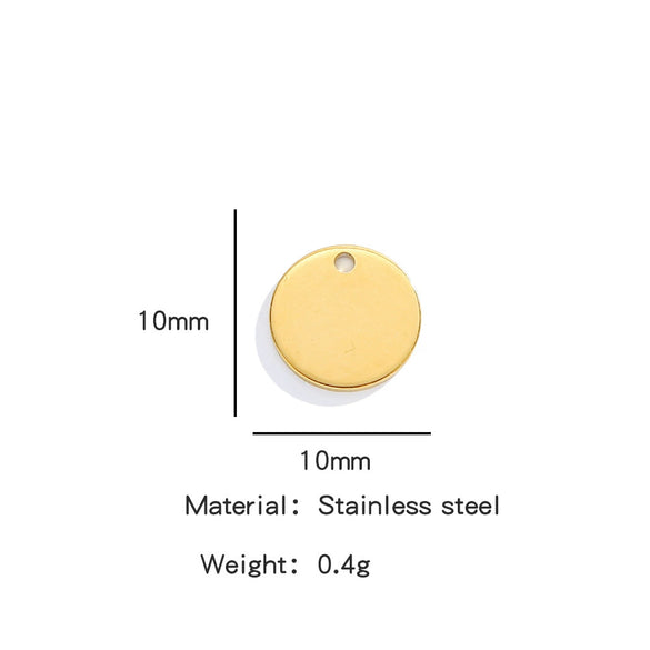 Jewelry Accessories Stainless Steel Real Gold Plated Geometric Round Disc Engraved Inner Hanging Tail Piece