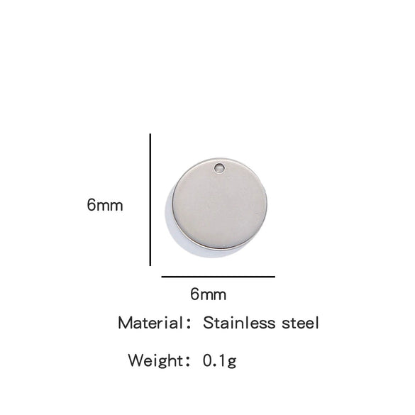 Jewelry Accessories Stainless Steel Real Gold Plated Geometric Round Disc Engraved Inner Hanging Tail Piece