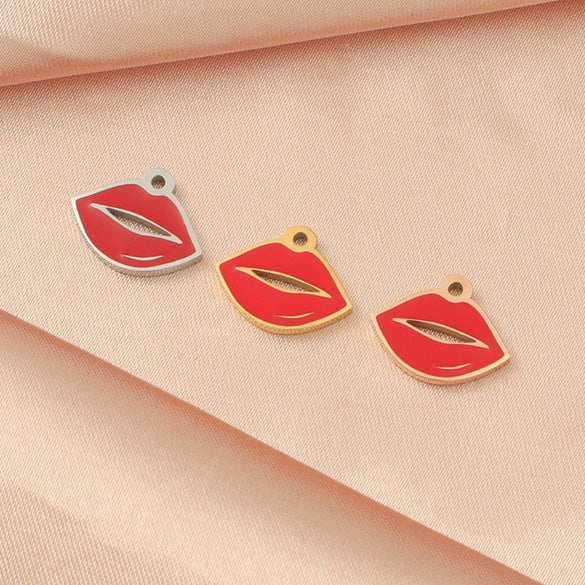 Jewelry Accessories Stainless Steel Red Lips Single Hole Hollow Pendant Fine Polishing Fashion