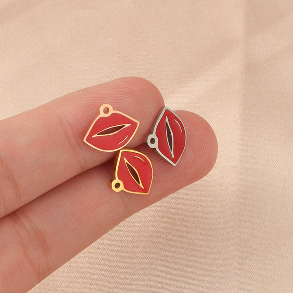 Jewelry Accessories Stainless Steel Red Lips Single Hole Hollow Pendant Fine Polishing Fashion