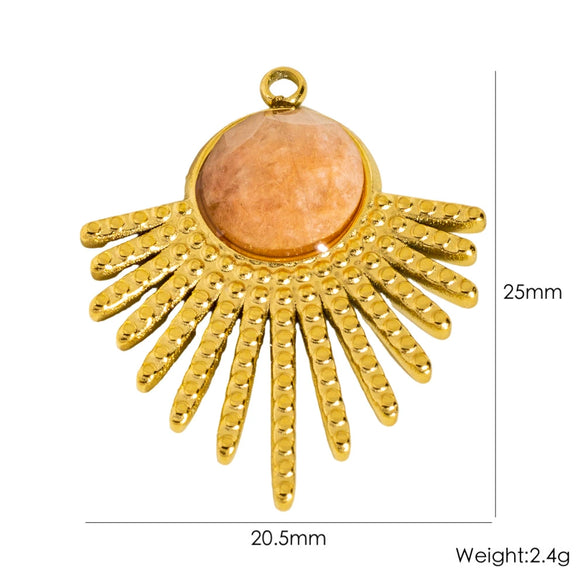 Jewelry Accessories Stainless Steel Retro Simple Geometric Electroplating White Shellfish Natural Stone Zircon Necklace Pendant