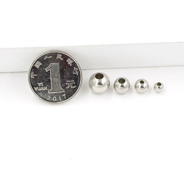 Jewelry Accessories Stainless Steel Round Beads Polishing Smooth Diy Loose Beads