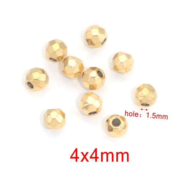 Jewelry Accessories Stainless Steel Round Beads Titanium Steel Arc Beads Vacuum Gold Plated