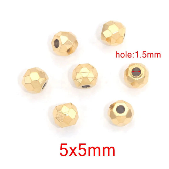 Jewelry Accessories Stainless Steel Round Beads Titanium Steel Arc Beads Vacuum Gold Plated
