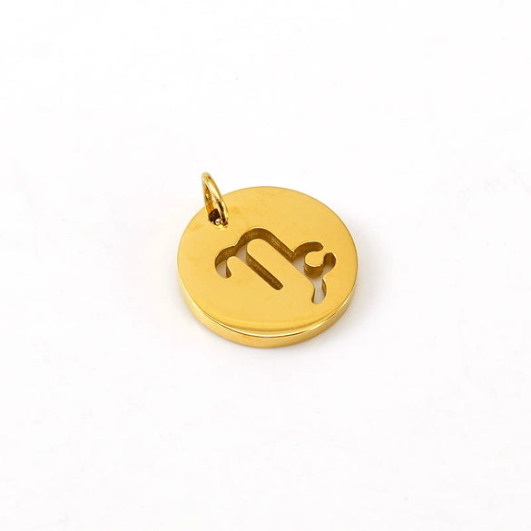Jewelry Accessories Stainless Steel Round Cut Out Constellation Pendant For Diy Necklace Bracelet Electroplating