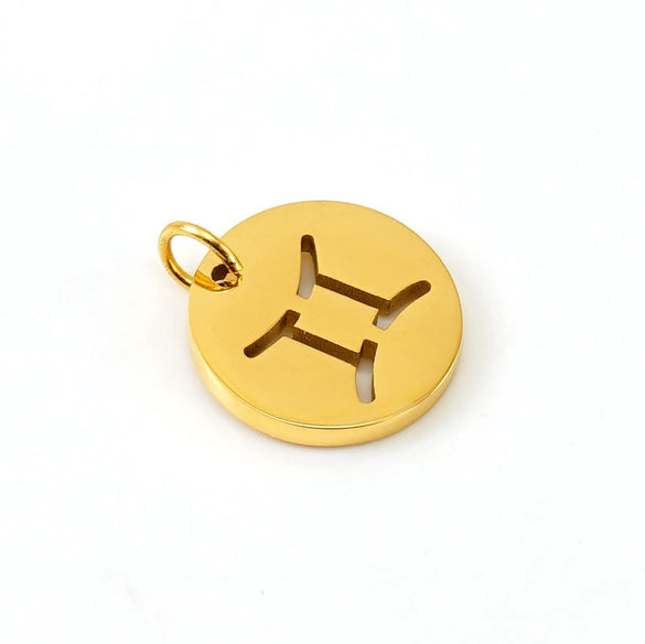 Jewelry Accessories Stainless Steel Round Cut Out Constellation Pendant For Diy Necklace Bracelet Electroplating