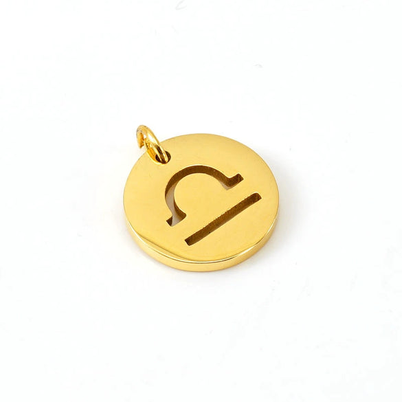Jewelry Accessories Stainless Steel Round Cut Out Constellation Pendant For Diy Necklace Bracelet Electroplating