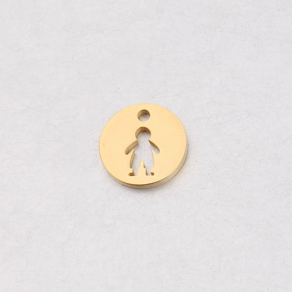 Jewelry Accessories Stainless Steel Round Hollow Humanshaped Fine Polishing Glossy Pendant For Boys And Girls