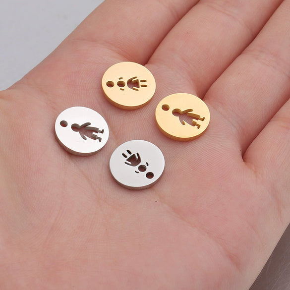 Jewelry Accessories Stainless Steel Round Hollow Humanshaped Fine Polishing Glossy Pendant For Boys And Girls