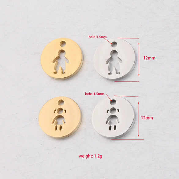 Jewelry Accessories Stainless Steel Round Hollow Humanshaped Fine Polishing Glossy Pendant For Boys And Girls