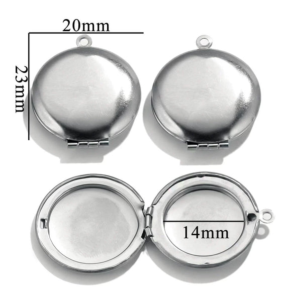 Jewelry Accessories Stainless Steel Round Photo Box Pendant Vintage Embossed Pattern 18K Electroplated