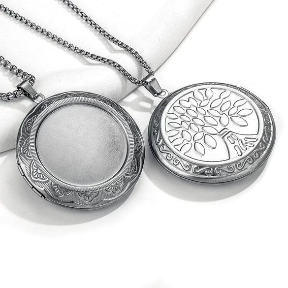 Jewelry Accessories Stainless Steel Round Photo Box Pendant Vintage Embossed Pattern 18K Electroplated