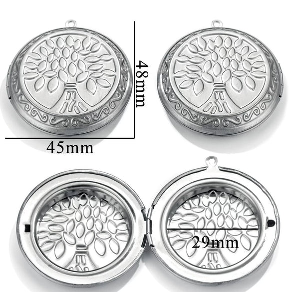 Jewelry Accessories Stainless Steel Round Photo Box Pendant Vintage Embossed Pattern 18K Electroplated