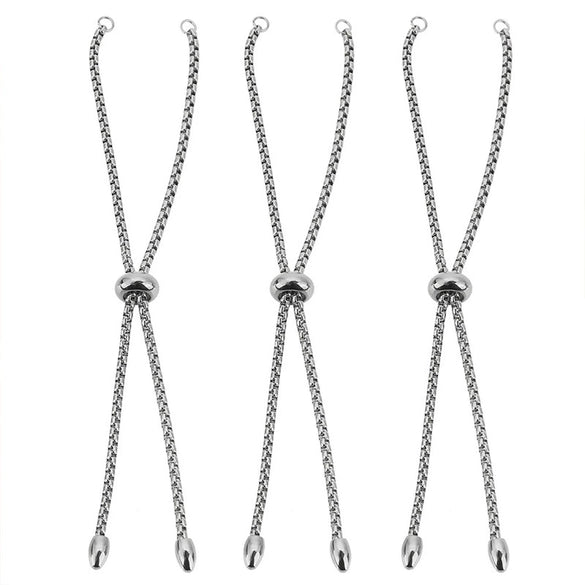 Jewelry Accessories Stainless Steel Rubber Bead Adjustable Chain 18K Vacuum Plated Square Pearl Retractable Tail Chain Electroplated