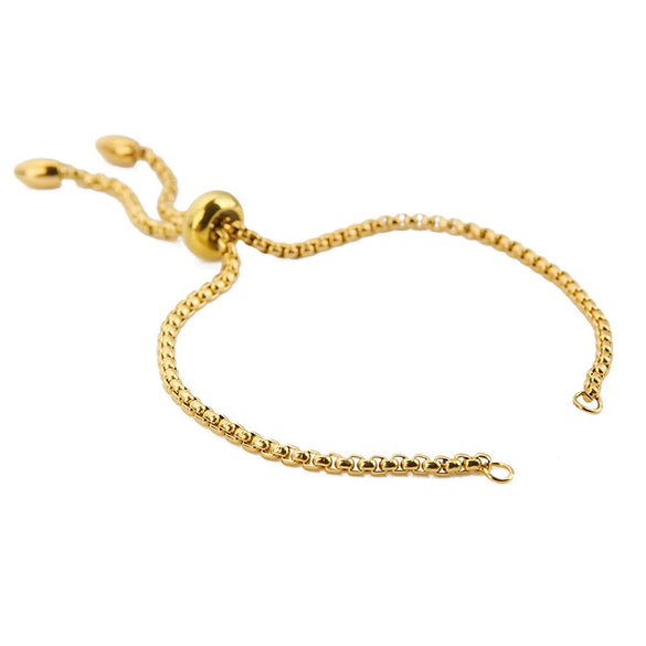 Jewelry Accessories Stainless Steel Rubber Bead Adjustable Chain 18K Vacuum Plated Square Pearl Retractable Tail Chain Electroplated