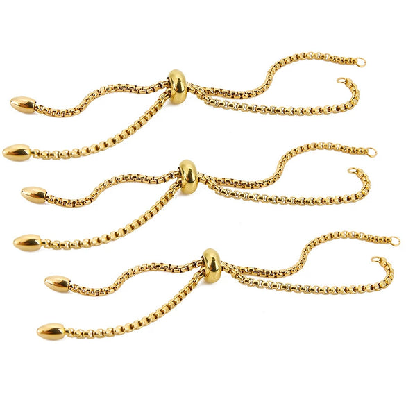 Jewelry Accessories Stainless Steel Rubber Bead Adjustable Chain 18K Vacuum Plated Square Pearl Retractable Tail Chain Electroplated