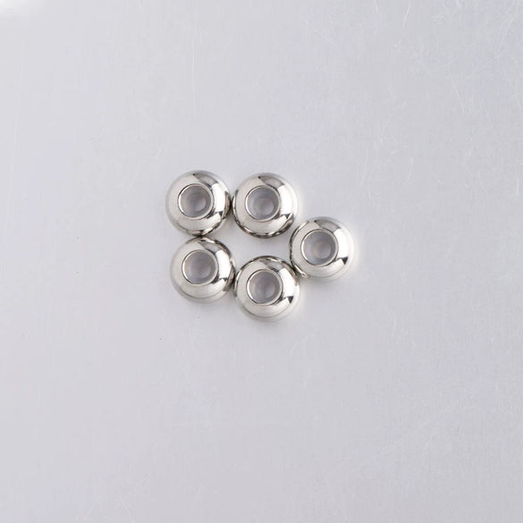 Jewelry Accessories Stainless Steel Rubber Ring Positioning Beads Smooth Geometric Electroplated Bracelet Diy