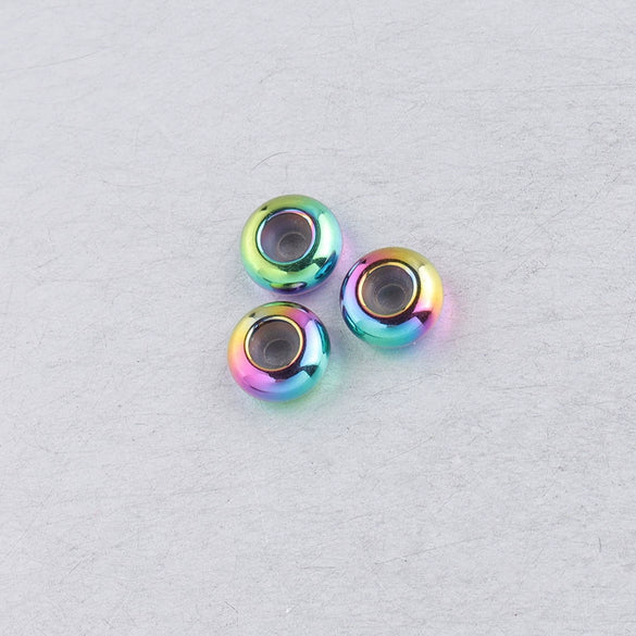 Jewelry Accessories Stainless Steel Rubber Ring Positioning Beads Smooth Geometric Electroplated Bracelet Diy