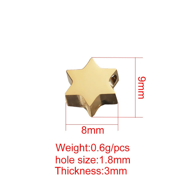 Jewelry Accessories Stainless Steel Star Of David Doublesided Mirror Polished Beads